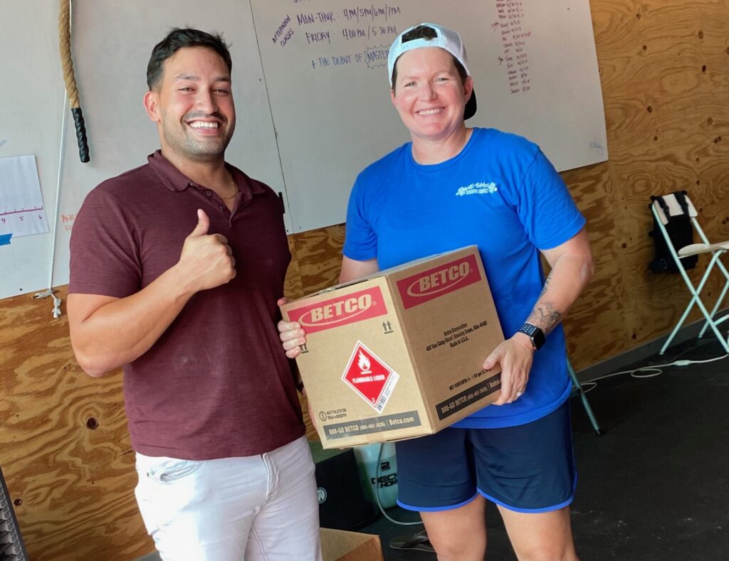 Kevin Garcia - Dropping off Hand Sanitizer at the Stayin' Alive Cleaning Supply Drive